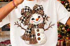 Leopard Buffalo Plaid Snowman Rustic Christmas Holiday PNG Product Image 3