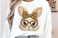 Leopard Bunny Faux Yarn PNG, Easter Png Product Image 1