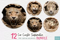 leopard car coaster sublimation bundle 2