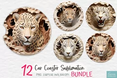 Roaring Leopard PNG|3d Carved Wild Animal Car Coaster Product Image 3