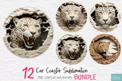 Roaring Leopard PNG|3d Carved Wild Animal Car Coaster Product Image 2