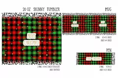 Leopard Christmas buffalo plaid sublimation design for tumbler and mug and pen