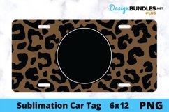 Sublimation Car Tag - Car Tag PNG - Monogrammed Leopard Product Image 1