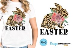 Leopard Floral Bunny Happy Easter Easter Sublimation Shirt
