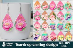 Leopard print teardrop earring | Flower earring sublimation