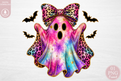 Leopard Ghost Bow PNG, Halloween Sublimation Design Product Image 1