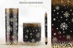 Leopard  gold snowflakes sublimation design for tumbler and mug