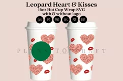 leopard heart kisses valentine starbucks 16oz hot cup wrap svg presized template for tumbler grande