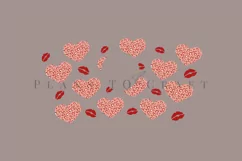 leopard heart kisses valentine starbucks 16oz hot cup wrap svg presized template for tumbler grande