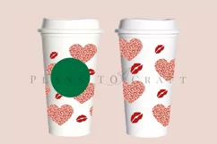leopard heart kisses valentine starbucks 16oz hot cup wrap svg presized template for tumbler grande