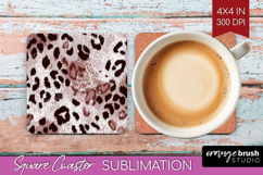 Leopard Print Square Coaster - Animal Print Coaster PNG Product Image 1