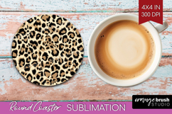 Leopard Print Round Coaster - Animal Print Coaster PNG Product Image 1