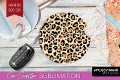 Leopard Print Car Coaster - Animal Print Coaster PNG Product Image 1