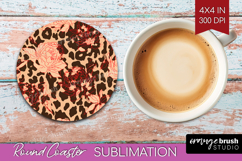 Leopard Print Round Coaster - Animal Print Coaster PNG Product Image 1