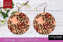 Leopard Print Round Earrings - Animal Print PNG Sublimation Product Image 1