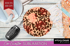 Leopard Print Car Coaster - Animal Print Coaster PNG Product Image 1