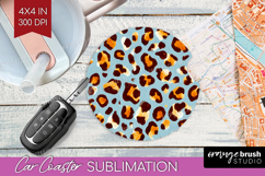 Leopard Print Car Coaster - Animal Print Coaster PNG Product Image 1