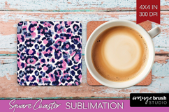 Leopard Print Square Coaster - Animal Print Coaster PNG Product Image 1