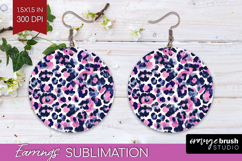 Leopard Print Round Earrings - Animal Print PNG Sublimation Product Image 1