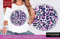 Leopard Print Round Tshirt Background - Animal Print PNG Product Image 1