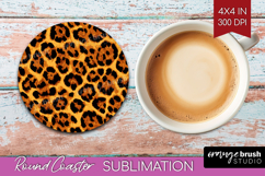 Leopard Print Round Coaster - Animal Print Coaster PNG Product Image 1