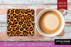 Leopard Print Square Coaster - Animal Print Coaster PNG Product Image 1
