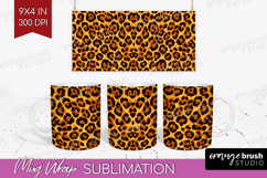 Leopard Print Mug Wrap - Animal Print Mug PNG Sublimation Product Image 1