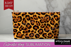 Leopard Print Cosmetic Bag - Animal Print Makeup Bag PNG Product Image 1