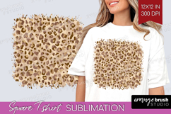 Leopard Print Square Tshirt Background - Animal Print PNG Product Image 1