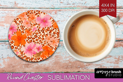 Leopard Print Round Coaster - Animal Print Coaster PNG Product Image 1