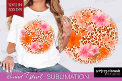 Leopard Print Round Tshirt Background - Animal Print PNG Product Image 1