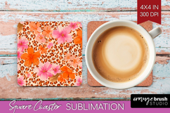 Leopard Print Square Coaster - Animal Print Coaster PNG Product Image 1