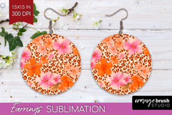 Leopard Print Round Earrings - Animal Print PNG Sublimation Product Image 1