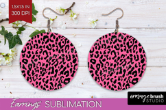 Leopard Print Round Earrings - Animal Print PNG Sublimation Product Image 1