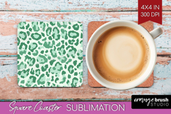 Leopard Print Square Coaster - Animal Print Coaster PNG Product Image 1