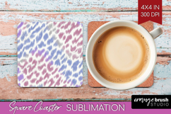Leopard Print Square Coaster - Animal Print Coaster PNG Product Image 1