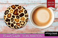 Leopard Print Round Coaster - Animal Print Coaster PNG Product Image 1