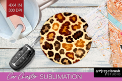 Leopard Print Car Coaster - Animal Print Coaster PNG Product Image 1
