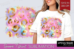 Leopard Print Square Tshirt Background - Animal Print PNG Product Image 1