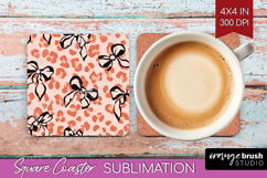 Leopard Print Square Coaster - Animal Print Coaster PNG Product Image 1