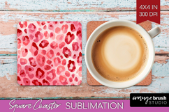 Leopard Print Square Coaster - Animal Print Coaster PNG Product Image 1