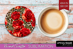 Leopard Print Round Coaster - Animal Print Coaster PNG Product Image 1