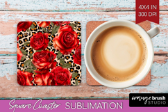 Leopard Print Square Coaster - Animal Print Coaster PNG Product Image 1