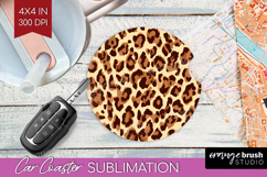 Leopard Print Car Coaster - Animal Print Coaster PNG Product Image 1