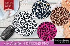Leopard Print Car Coaster - Cheetah Coaster PNG Sublimation Product Image 1