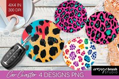 Leopard Print Car Coaster - Cheetah Coaster PNG Sublimation Product Image 1