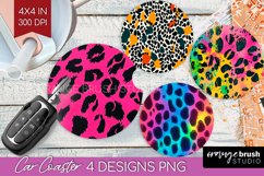 Leopard Print Car Coaster - Cheetah Coaster PNG Sublimation Product Image 1