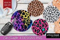 Leopard Print Car Coaster - Cheetah Coaster PNG Sublimation Product Image 1