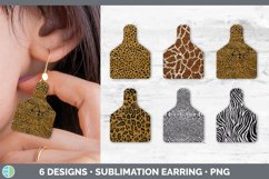 Bundle of six Leopard Print cow tag earrings sublimation designs.