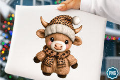 Leopard Print Crochet Christmas PNG,Christmas Cow Product Image 1